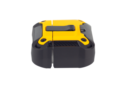 protective case with carabiner for wireless headphones, isolated from the background