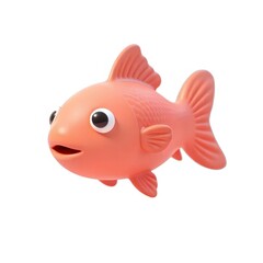 オレンジ色の漫画の魚の3Dレンダリングイラスト白背景に単離