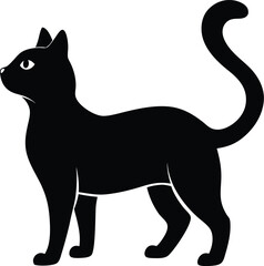 Black and white cat silhouette on white background