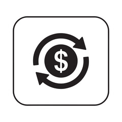 Fototapeta premium Dollar coin with circular arrows icon money currency