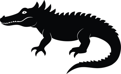 Stylized crocodile silhouette on white background