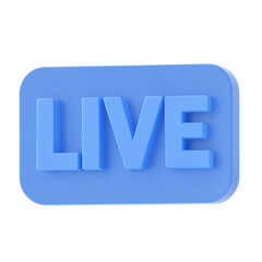 3d blue live button icon