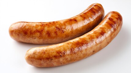 Boiled Pork Sausage Isolated on White Background � Professional Food Photography