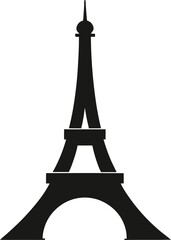 Elegant eiffel tower silhouette on white background