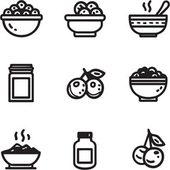 Cranberry Scones black Line Editable Icons set