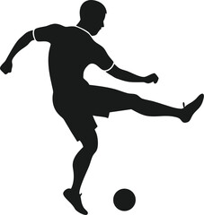 Dynamic silhouette of a person kicking a ball