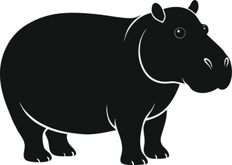 Stylized hippo silhouette on white background