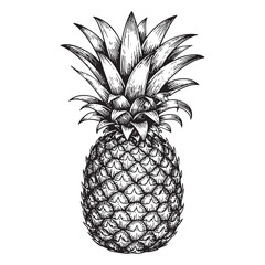 Fototapeta premium Detailed Pineapple Vector Illustration with Textured Surface and Tropical Fruit Design Engraving 