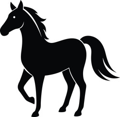 Elegant horse silhouette in black and white