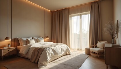 Bedroom design,Japandy style 