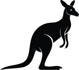 Minimalist kangaroo silhouette on white background