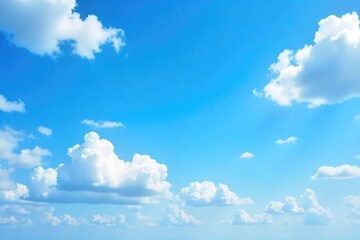 Serene Blue Sky with Fluffy White Cumulus Clouds A Stunning High-Resolution Nature Image Perfect for Travel, Weather, and Environmental Projects, Ideal for Websites and Backgrounds