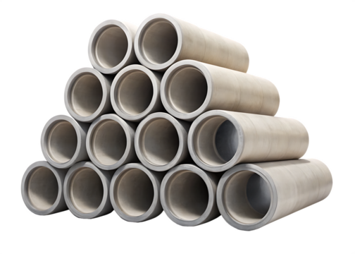 Pyramid of Concrete Pipes on Background construction building isolated on a transparent background