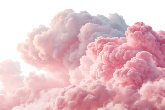 Ethereal pink and white clouds against a stark black background evoking a dreamlike and surreal atmosphere