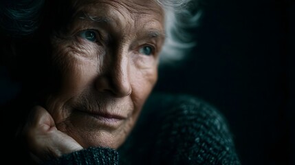 Elderly woman s pensive portrait reflects isolation and loneliness