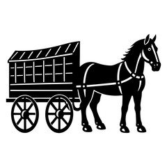 Silhouette vector illustration of a horse carriage