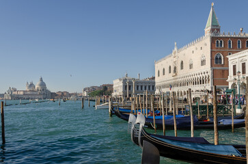 Scenic View of Gondolas and Historic Architecture in Venice, Italy