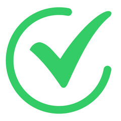 Verification Icon: A clean, vibrant green check mark, perfectly enclosed within a round, encircling border, ready to be integrated into a user interface.