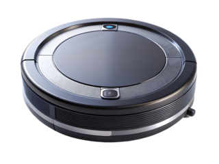 Robotic Vacuum Cleaner with Camera and Blue Light robot vacuum cleaning isolated on a transparent background