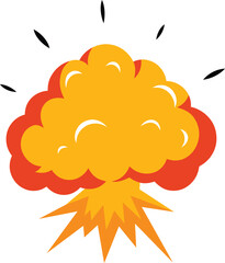 explosion doodle with smoke and fire