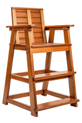 Tall wood lifeguard chair for beach isolated with transparent background