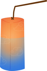 빨간색과 파란색 그라데이션의 한국 전통 연등 일러스트