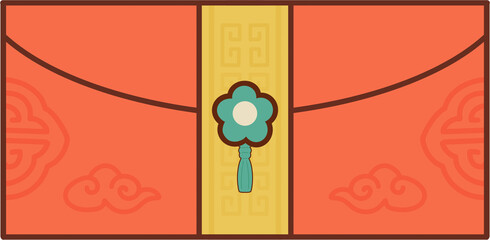 전통 문양과 장식이 있는 한국 명절 봉투 일러스트  