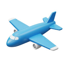 3D Airplane Icon with Transparent Background