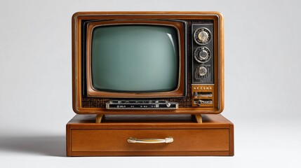 Vintage Wooden TV Box with Screen Cutout for Retro Design Projects