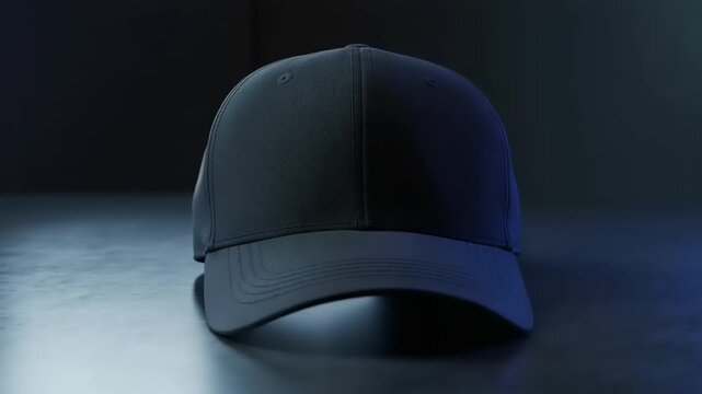 Black cap on a dark surface with soft lighting effects