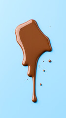 Obraz premium Stream of dark melted chocolate dripping vertically on a clean background. Excellent for food styling, dessert visuals, or chocolate brand ads.