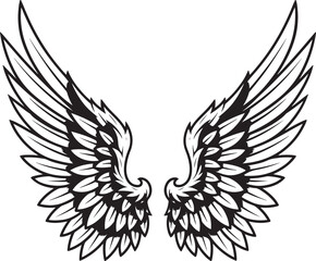 Black eagle silhouette vector illustration with flying wings, a symbol of flight.