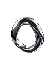 Obraz premium Abstract twisting metallic ring sculpture on black background