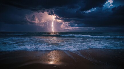 Dramatic lightning strike over stormy ocean (1)