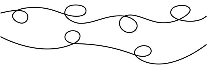 Wave continuous line drawing set. Two line with curves. Vector illustration isolated on white.	