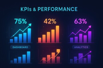 Illustrative representation of KPI dashboard and performance analytics in colorful design