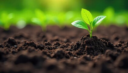 Fototapeta premium Close-up shot of rich, dark soil being tilled, revealing fresh earth and plant roots Ideal for agricultural, gardening, environmental, and sustainability themes , sprout, dirt, rural