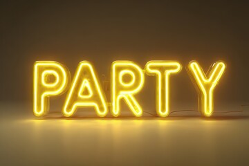 Party Rentals. Glowing Yellow Traffic Sign for Event Decoration and Celebration