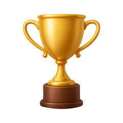 Golden trophy cup award isolated on transparent background