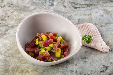 Delicous tuna with avocado salad