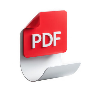 Red pdf document icon isolated on transparent background