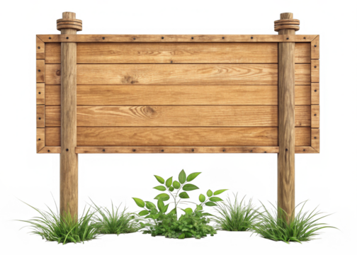 Wooden signboard isolated on a transparent background. - Powered by Adobe