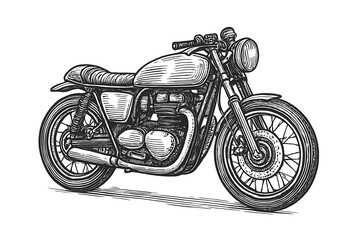 Fototapeta premium Vintage Cafe Racer Motorcycle Sketch Illustration