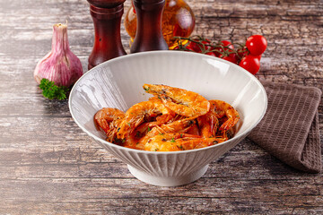 Delicous roasted tiger prawn snack