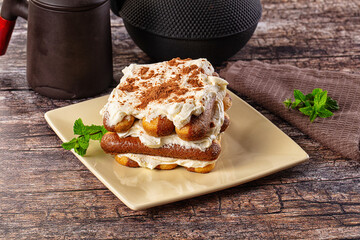 Delicous Tiramisu cake with cream