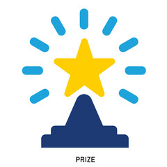 Obraz premium Icon depicting a stylized prize featuring a yellow star perched on a blue pedestal.
