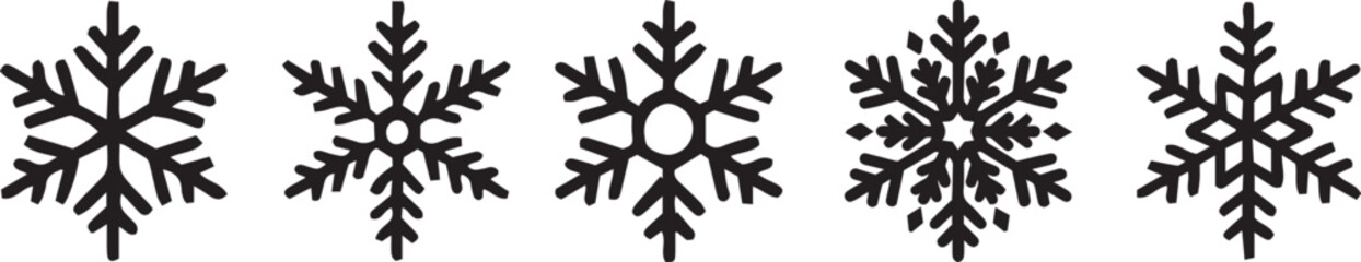 Snowflakes Set Silhouette Vector Collection