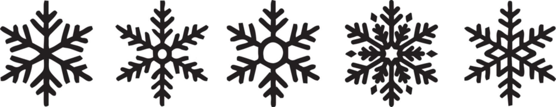 Snowflakes Set Silhouette Vector Collection