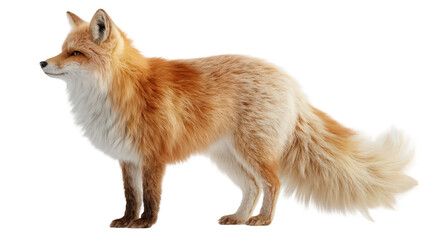Fototapeta premium Side profile of a majestic red fox with fluffy fur, long tail