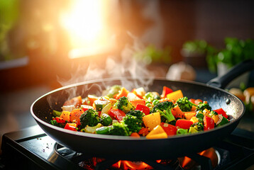 stir fried vegetables in a pan